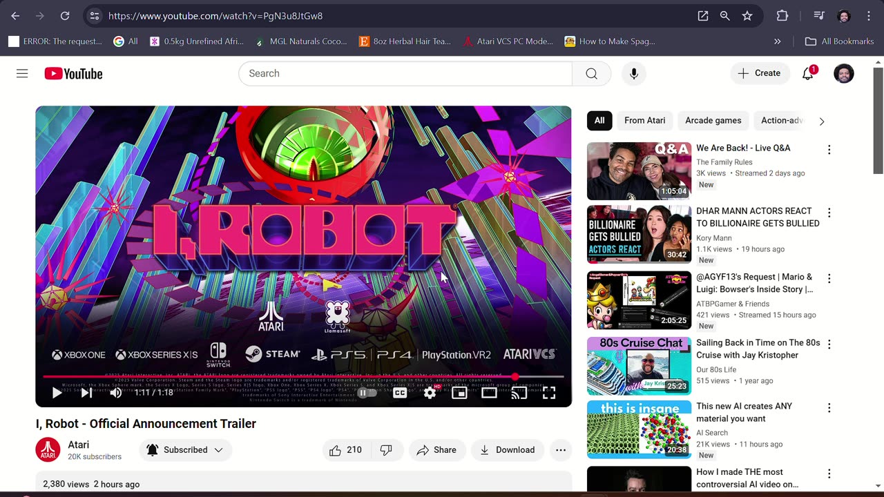 My reaction to new i, robot game announcement and my atari rant