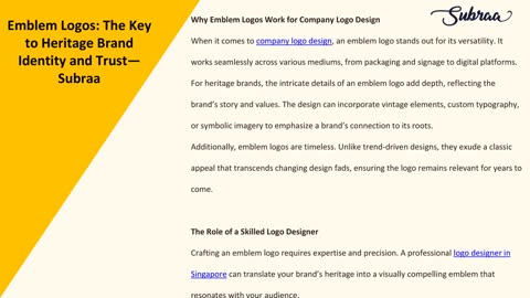 Emblem Logos: The Key to Heritage Brand Identity and Trust — Subraa