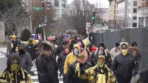 Proud Boys marching through Washington DC Streets