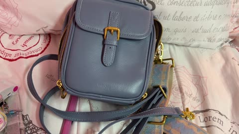 What's in my Minooy Naya Crossbody Bag in Powder Blue w/ Extra Strap.