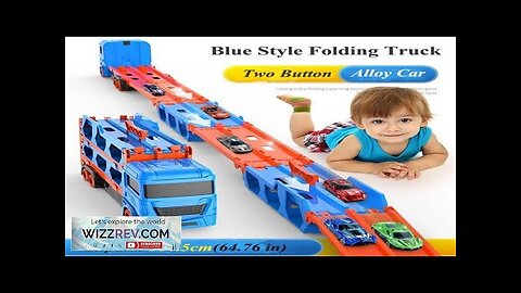 Large Car Transporter Truck Folding Track Racing Vehicle Kids Competitive Games Storage Review