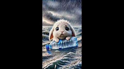 A little rabbit floating in the middle of a heavy rainstorm #RabbitRescue #CuteAnimals #AnimalRescue