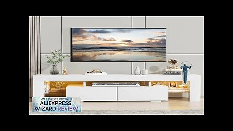 TV Stand with LED Lights Modern Entertainment Center Media and Open Shelf Review