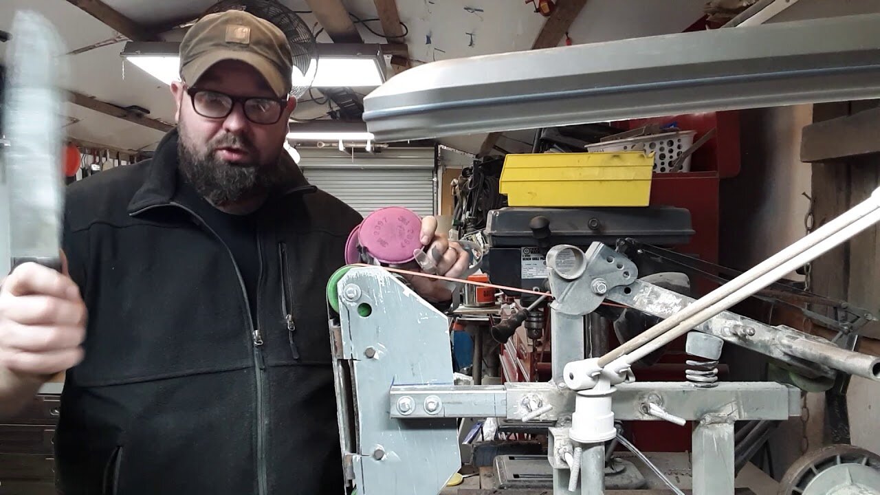 Removing forge scale and finish grinding on knife part 2