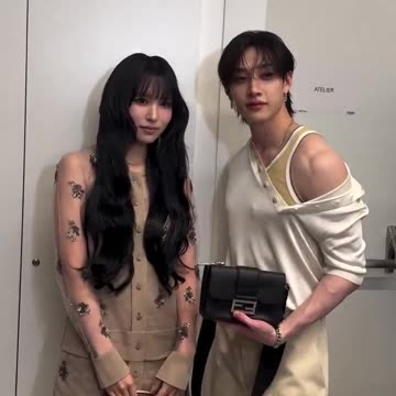 Twice Mina and StrayKids Bang Chan together at the Fendi
