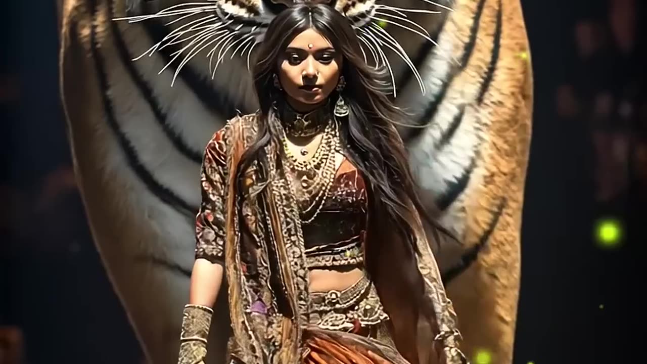 A Indian Woman Tranform into a Tiger help with AI