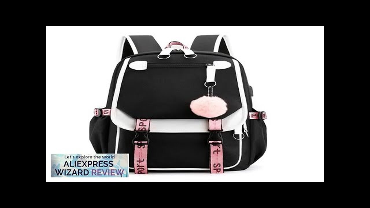 Korean Style High School Backpack for Teenage Girl Fashion Black White Student Review