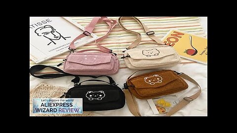 New Fashion Women Corduroy Cartoon Bear Print Shoulder Bags Student Tote Messenger Review