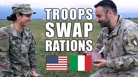 Italian 🇮🇹 and American 🇺🇸 soldiers swap rations