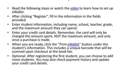 Bookworm Central Book Fair eWallet - Create Your eWallet