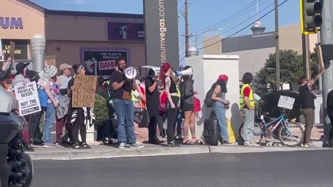 Happening NOW across from Trump Tower in Las Vegas