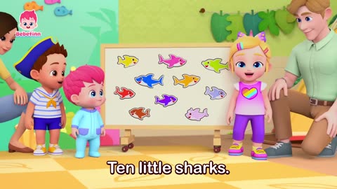 🔟🦈 Ten Little Sharks | Counting Song for Kids | Bebefinn Nursery Rhymes | EP121