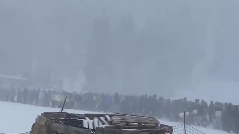 This was the line to ski at Mammoth Mountain in California