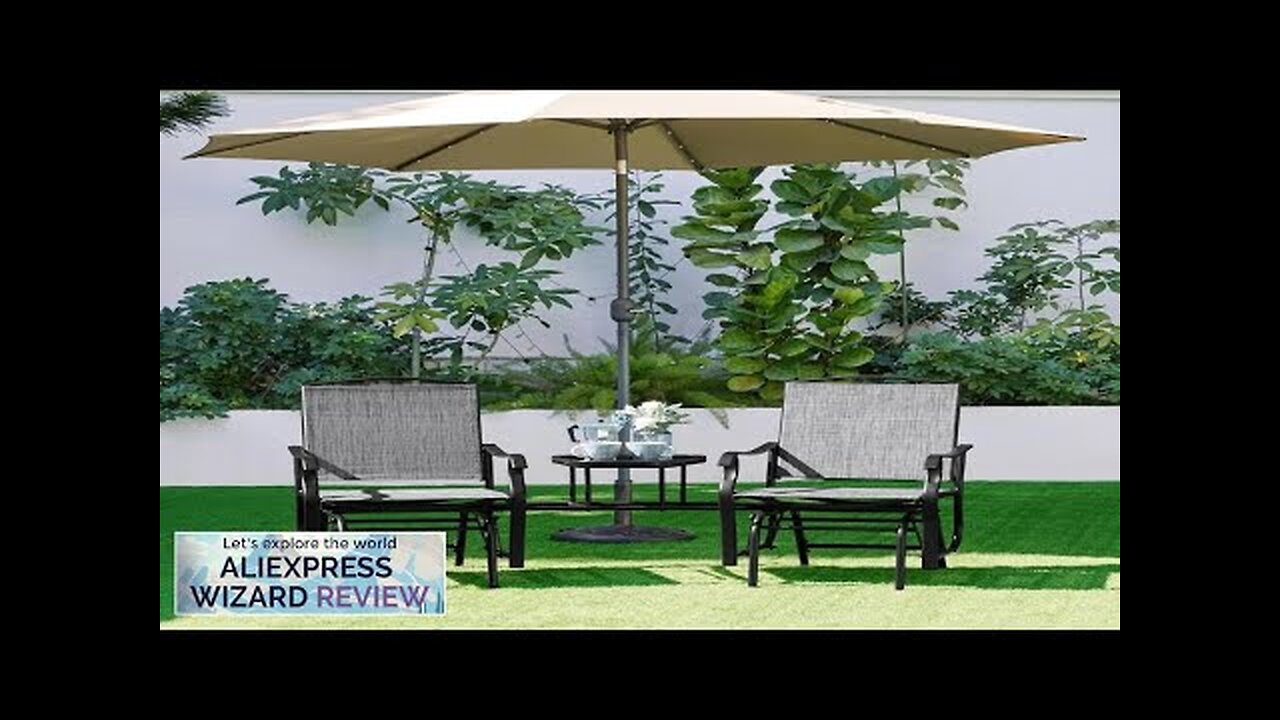 Outdoor Glider Chairs with Glass Table Rocking Chairs Outdoor Loveseat Patio 2-Seat Review