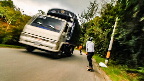 Motorcycle Filmed Skate Run in Colombia