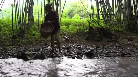 The girl catching fish