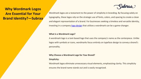 Why Wordmark Logos Are Essential for Your Brand Identity? — Subraa