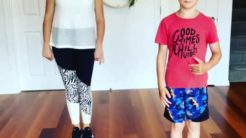Mother and son rehearsing a dance