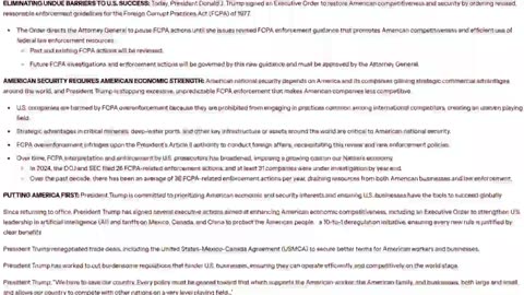 Trump restores american competitiveness and security in FCPA enforcement 🇺🇸