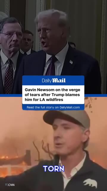 Gavin Newsom nearly in tears after Trump accuses him of being responsible for wildfires.