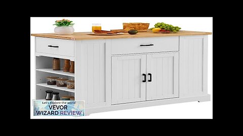 VEVOR Kitchen Island Cart Storage Cabinet Serving Cart with Drawer & Shelves Review