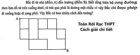 Toán rời rạc THPT: Bao nhiêu cách đếm đường đi: Bắc đi từ nhà (điểm A) đến truòng (Điểm B). Biết