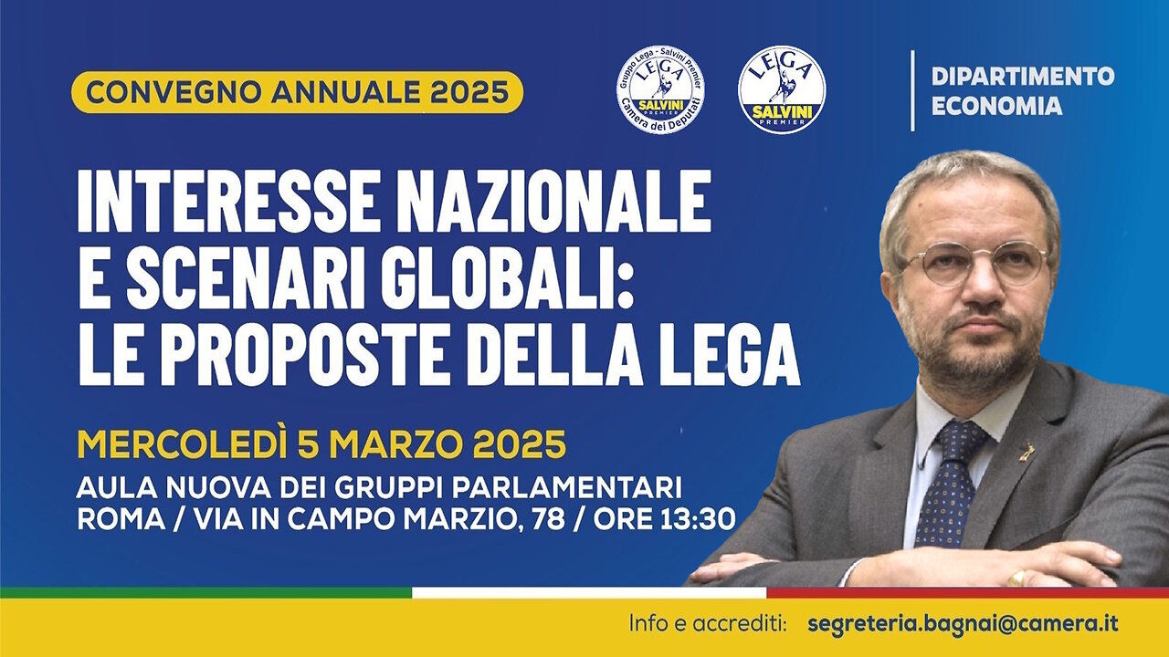 🔴 Intervento del Sen. Claudio Borghi al Convegno annuale 2025 del dipartimento economia della Lega.