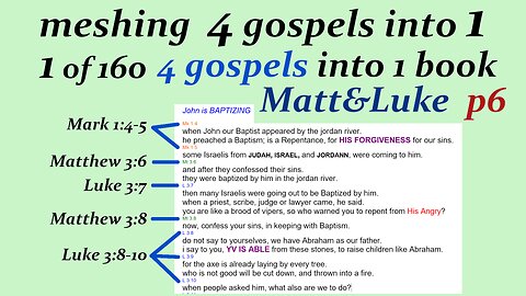 090f 4 gospels into 1 book p6 Luke meshing into Matthew [Jesus] [bible]