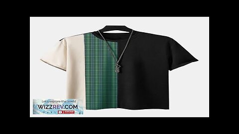 ChArmkpR Mens Plaid Patchwork Short Sleeve Crew Neck T-shirts Green S Review