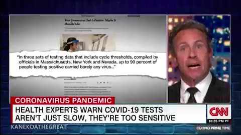 In Sept. 2020, CNN's Andrew Cuomo reported that PCR tests were "too sensitive."