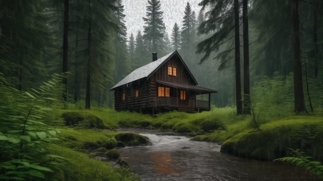 Cozy Cabin Rain Sounds: 8 Hours of Gentle Forest Rain for Sleep & Relaxation