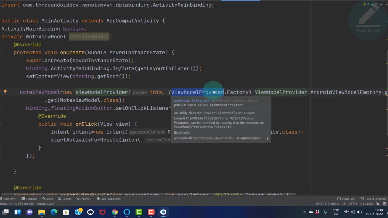 90 TO DO List App in Android Studio - MVVM Architecture in Android and ROOM Database