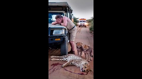 Hit by a vehicle,the mother cheetah Reunites With Her Cubs Thanks to Rescuers Quick Action...