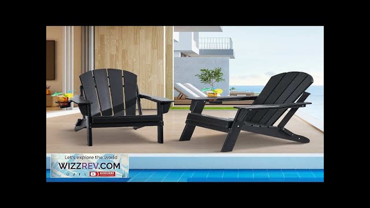 VEVOR Adirondack Chair Plastic Set of 2 All-Weather Folding Fire Pit Black Review