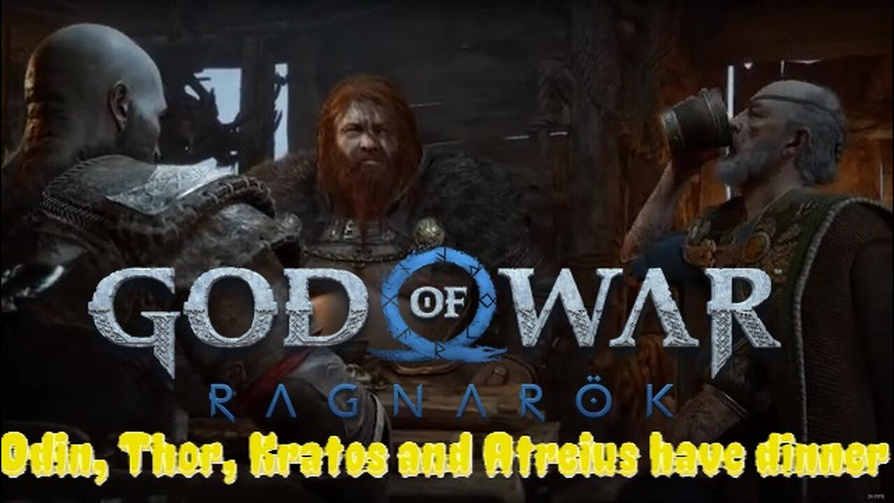 Odin, Thor, Kratos and Atreius have dinner in God of War Ragnarok