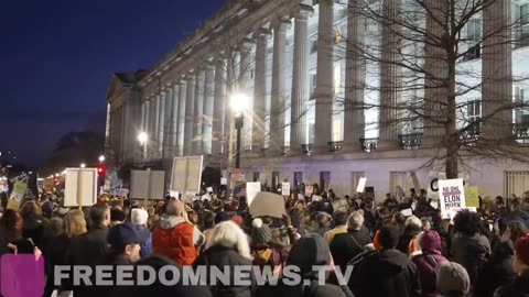 Hundreds of protesters against Elon Musk chant "Shut Down the Senate!"