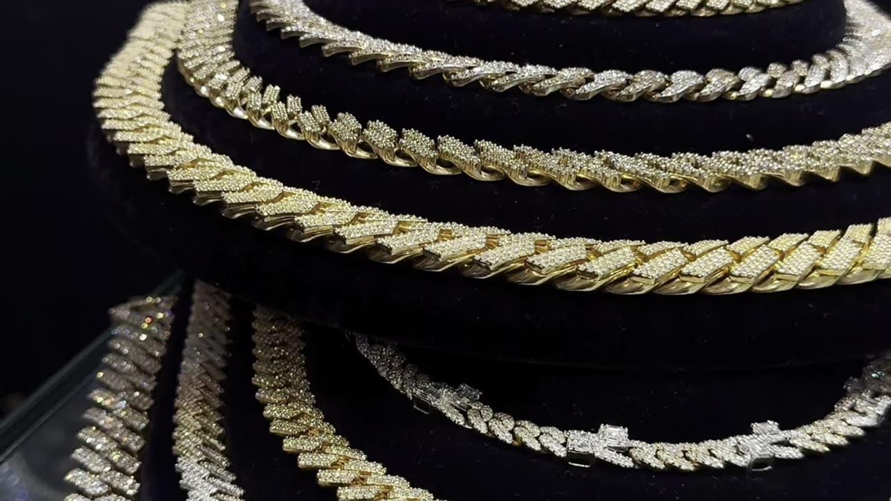 Gold & Natural Diamond Cuban Chains on Sale