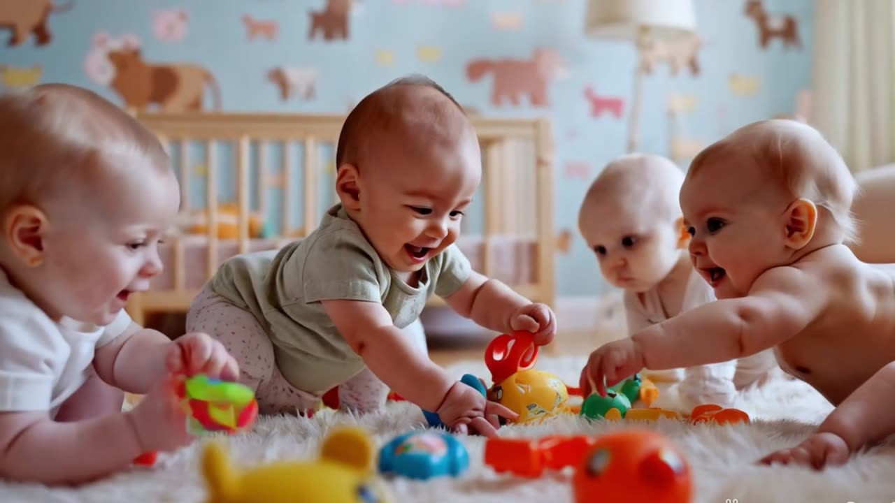 Cute Babies Moments Fighting Over Toys with Giggles