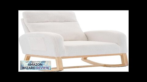 Modern Accent Rocking Chair Solid Wood Legs Upholstered Nursery Glider Rocker Comfy Review