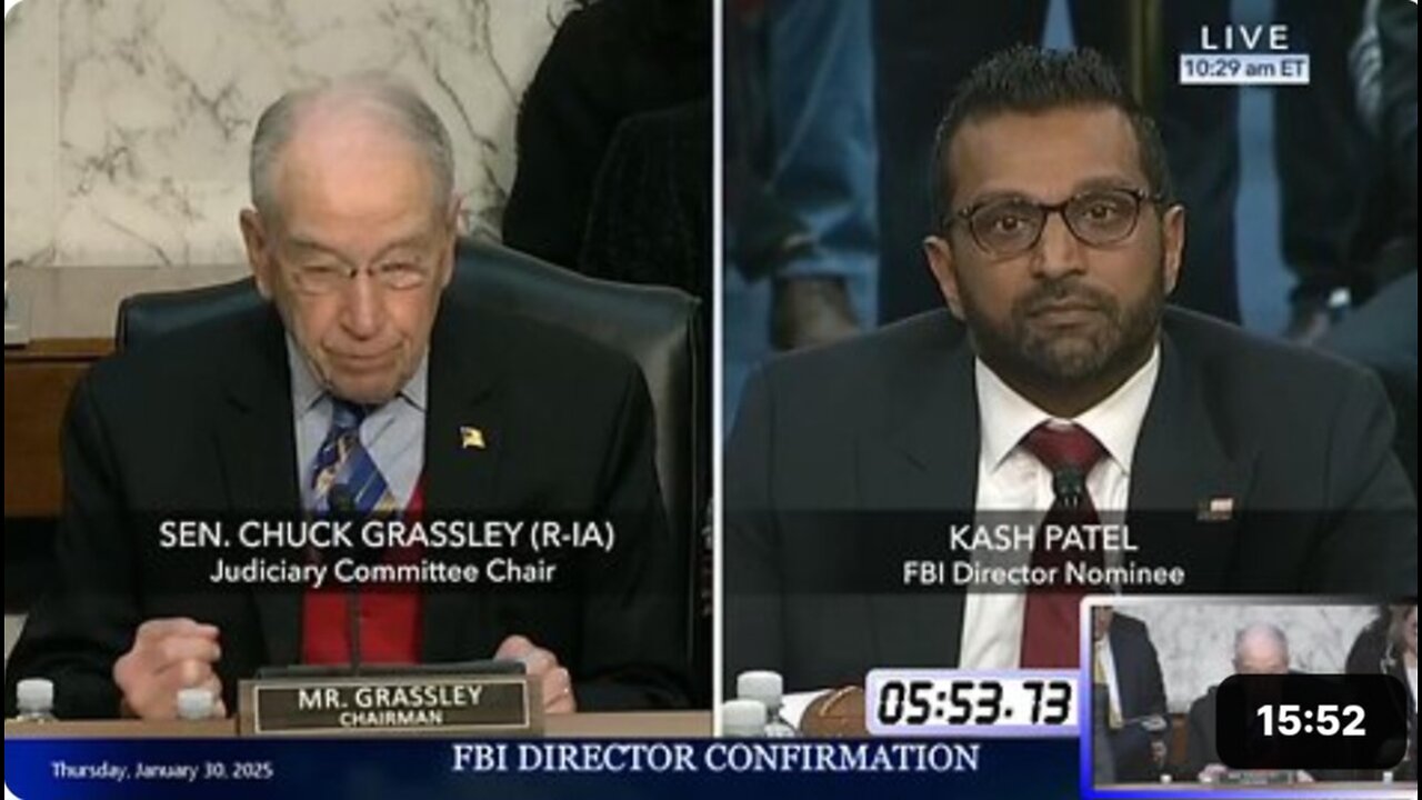 Chuck Grassley at Kash Patel FBI confirmation hearing * Jan. 30, 2025