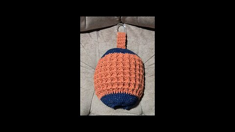 Chinese lantern inspired crocheted plastic bag holder