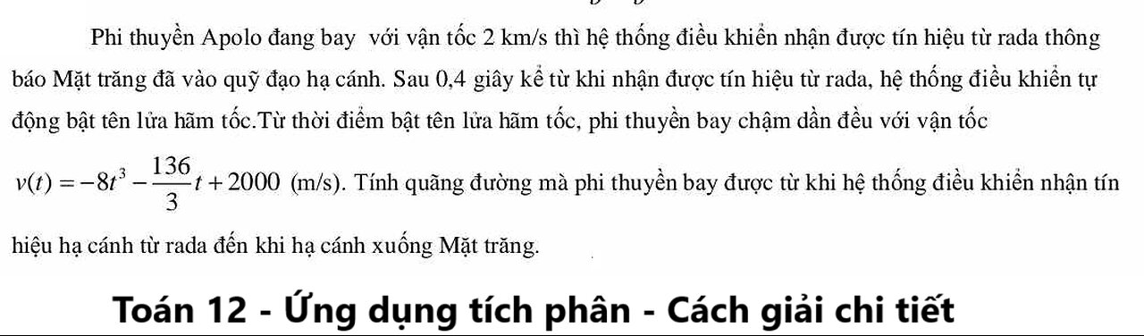 Phi thuyền Apolo đang bay với vận tốc 2 km/s thì hệ thống điều khiển nhận được tín hiệu từ rada