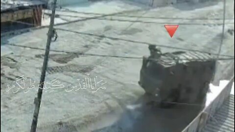 Palestinian resistance forces detonating an explosive device on an Israeli Namer vehicle
