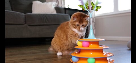 Catstages Tower of Tracks Interactive 3-Tier Cat Track Toy with Spinning Balls, Orange