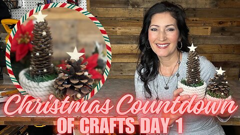 Christmas Countdown of Crafts Nature Edition Day 1, Making Pinecone Mini Trees in Rope Baskets