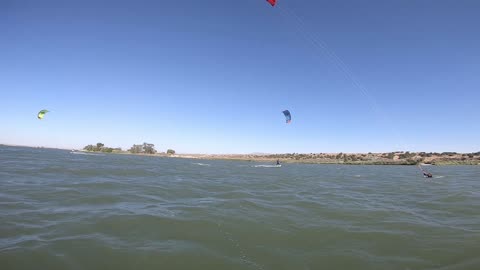 Family Kiteboarding on the river