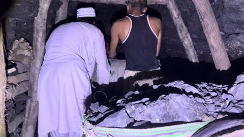 Coal mining 800 feet into the mine for coal in Pakistan