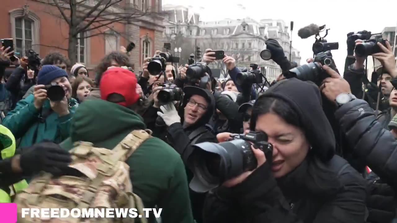 MAGA Hat wearing Trump Supporter confronts thousands in DC