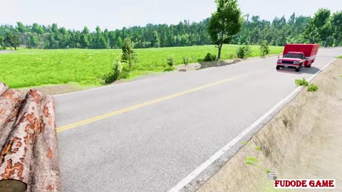 Cars vs Logs on the Road BeamNG Drive