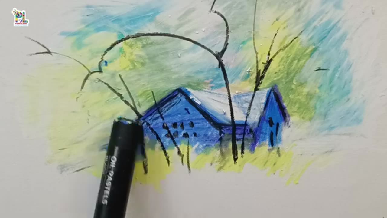 How to draw Easy Scenery art with Oil pastels